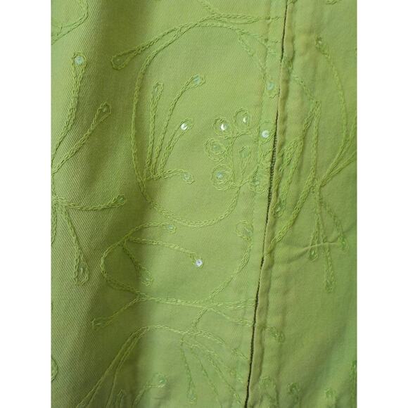 Vintage Tanjay Light Green Denim Zip Up Jacket Sequin Embroidery Women Sz Large - Picture 6 of 12